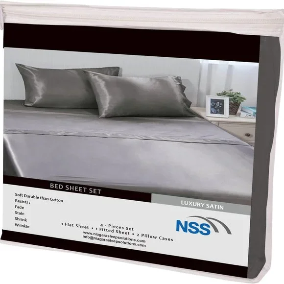 King Sz 4 Pc Bed Sheet Set Silky Smooth Satin Deep Pocket X002YMM88F - Picture 6 of 6